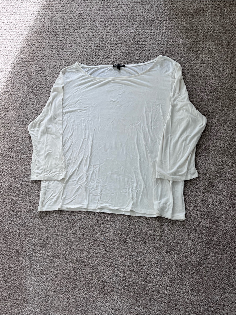 Eileen Fisher White Quarter Sleeve Top